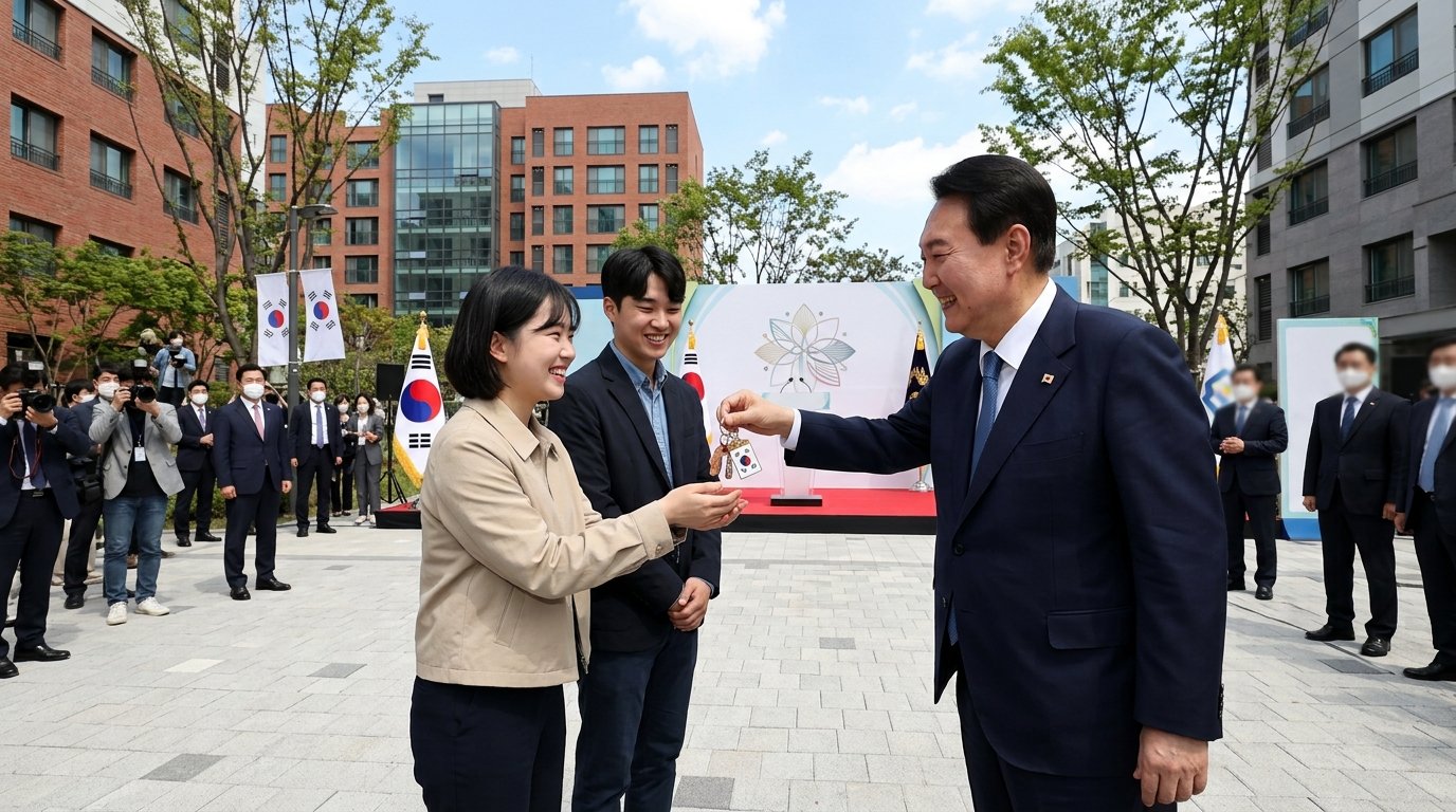 President handing keys to couple 202607271140