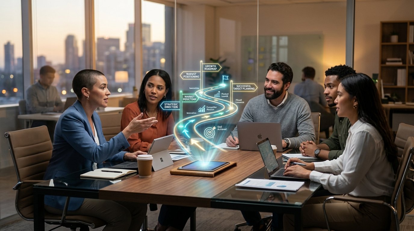 Team meeting with 3D hologram 202607301203