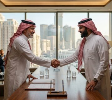 Businessmen shaking hands in office 202608051248 360x320