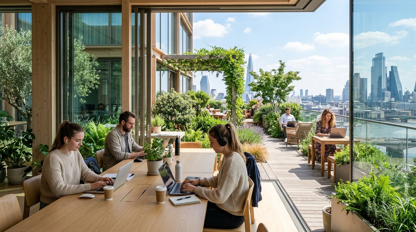 Office workspace and rooftop garden 202608041637