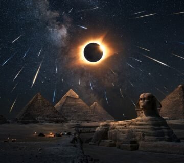 Solar eclipse over Sphinx pyramids 202608081220 360x320